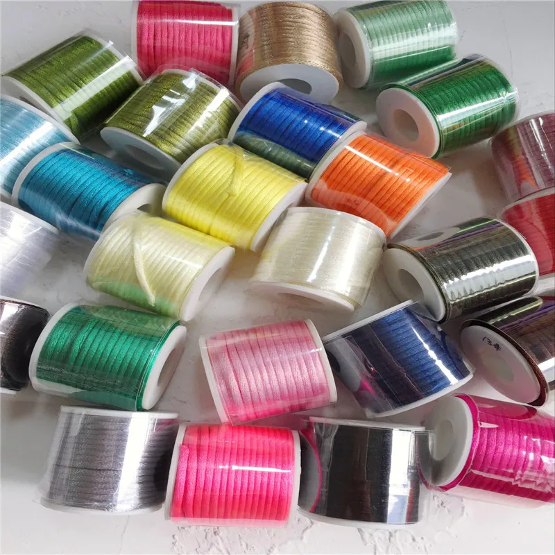 

28Colors 2mmX10m/roll Strong Braided Macrame Silk Satin Nylon Cord Rope DIY Making Findings Beading Thread Wire 2mm