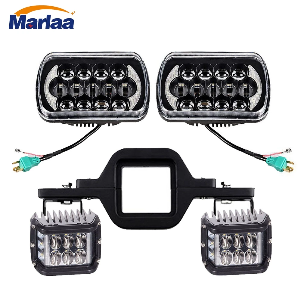 

5x7 7x6 Inch LED Headlights 4" Flashing Cubes Led Work Light Tow Hitch Mounting Bracket For Jeep Wrangler YJ Cherokee XJ
