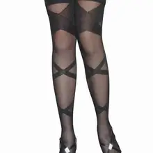 Сексуальные модные чулки в комплекте, сексуальные Полосатые чулки для девочек, 3S8125, окрашенные крестиком эластичные черные колготки