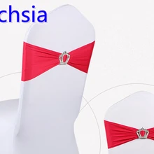 Цвета фуксии ленты из спандекса на Стулья Свадебные кушаки для стула с пряжки с короной лайкрой стрейч Свадебные кушак вечерние гостиничные шоу