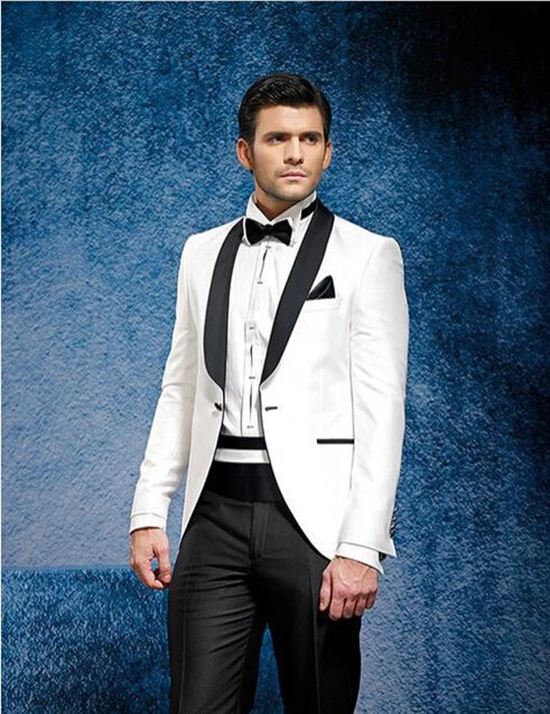 Traje Novio Chaqueta Blanca