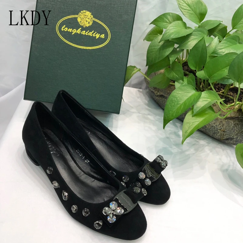 

2019 LKDY women top quality Round head rhinestone single shoes ballet dancer professional dance shoes women's casual flat shoes