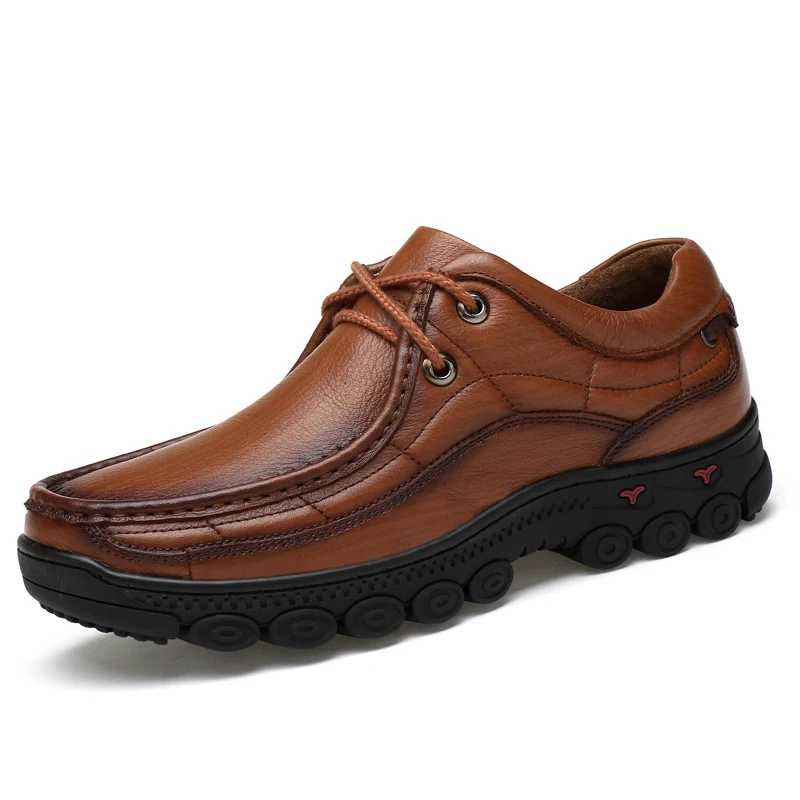 

Men's Leather Shoes Oxfords Out doors Casual Shoes Men Genuine Leather Lace Up chaussures homme Brown Black Big Size 38-48