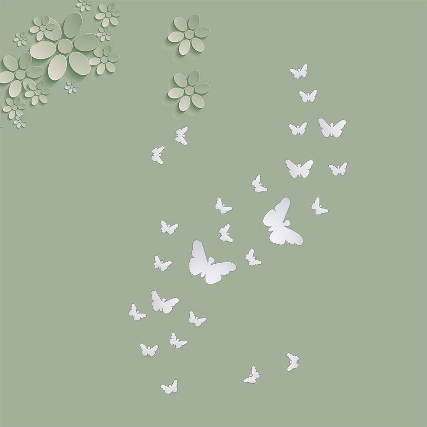 ZOTOONE 25Pcs 3D Wall Stickers Mirror Butterfly Wall Stickers for Kids Rooms Decoration DIY Acrylic Wall Stickers Home Decor A
