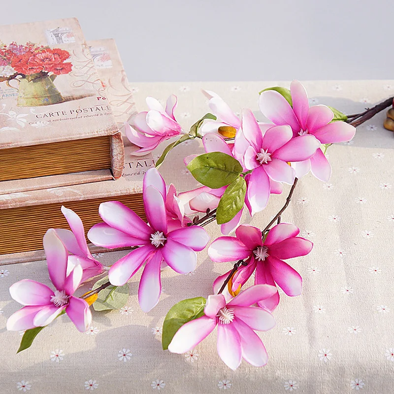 Artificial silk Magnolia Fake Flower Fleur Artificielle Wedding Home Decor Party accessory Flores decoracion para bodas (8)