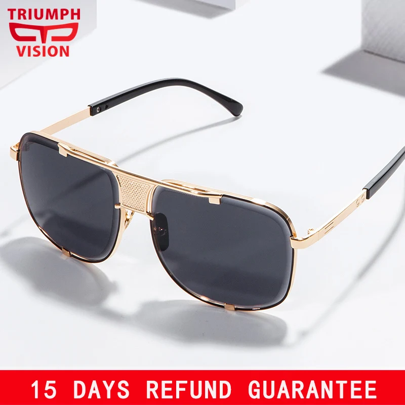 

TRIUMPH VISION Square Sun Glasses for men Gradient UV400 Lens Oversized Sunglasses Men Metal Cool High Quality Oculos Lunette