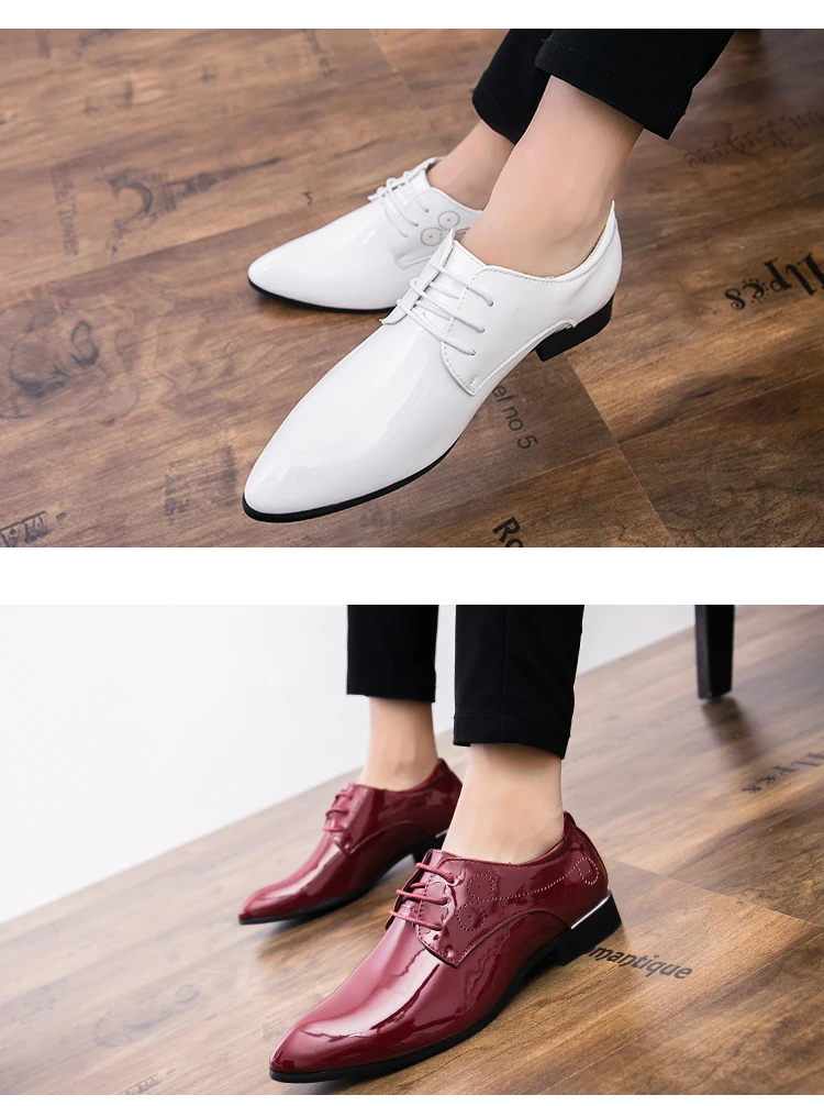 7 цветов, Мужские модельные туфли, Роскошный итальянский стиль, острый носок, формальные, свадебные, повседневные, на шнуровке, большие размеры, деловые, кожаные мужские туфли
