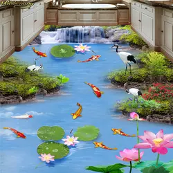 Beibehang пользовательские фото обои пол живопись пасты воды производства девять рыб карту лотоса карп 3D пол трехмерная краска