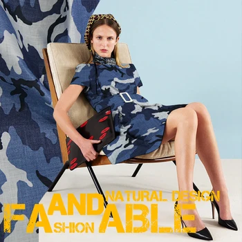 

136cm wide linen fabric camouflage printed linen dress shirt fabric 2018 new