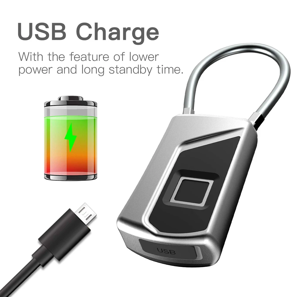 USB Перезаряжаемые Smart считыватель отпечатков пальцев замок IP65 Водонепроницаемый Анти-кражи без ключа замок безопасности дверного замка