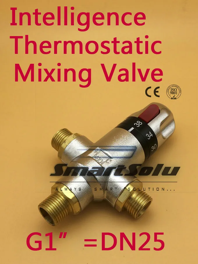 Free Shipping Brass G1" thermostatic mixing valve , DN25 thermostatic