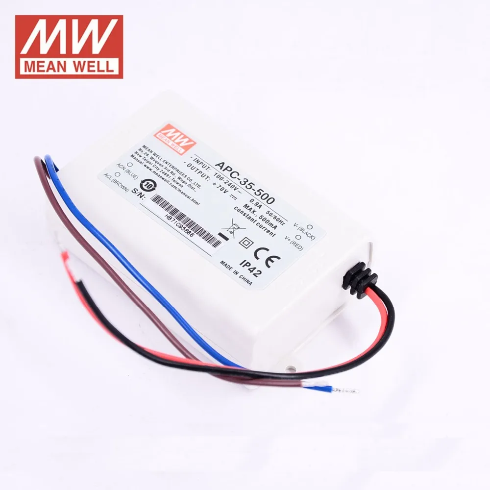 Блок питания регулируемый Meanwell LED driver APC-35-500 один выход 35 Вт 25~ 70 В ма Mean well СВЕТОДИОДНЫЙ источник питания драйвера для света прокладки сид