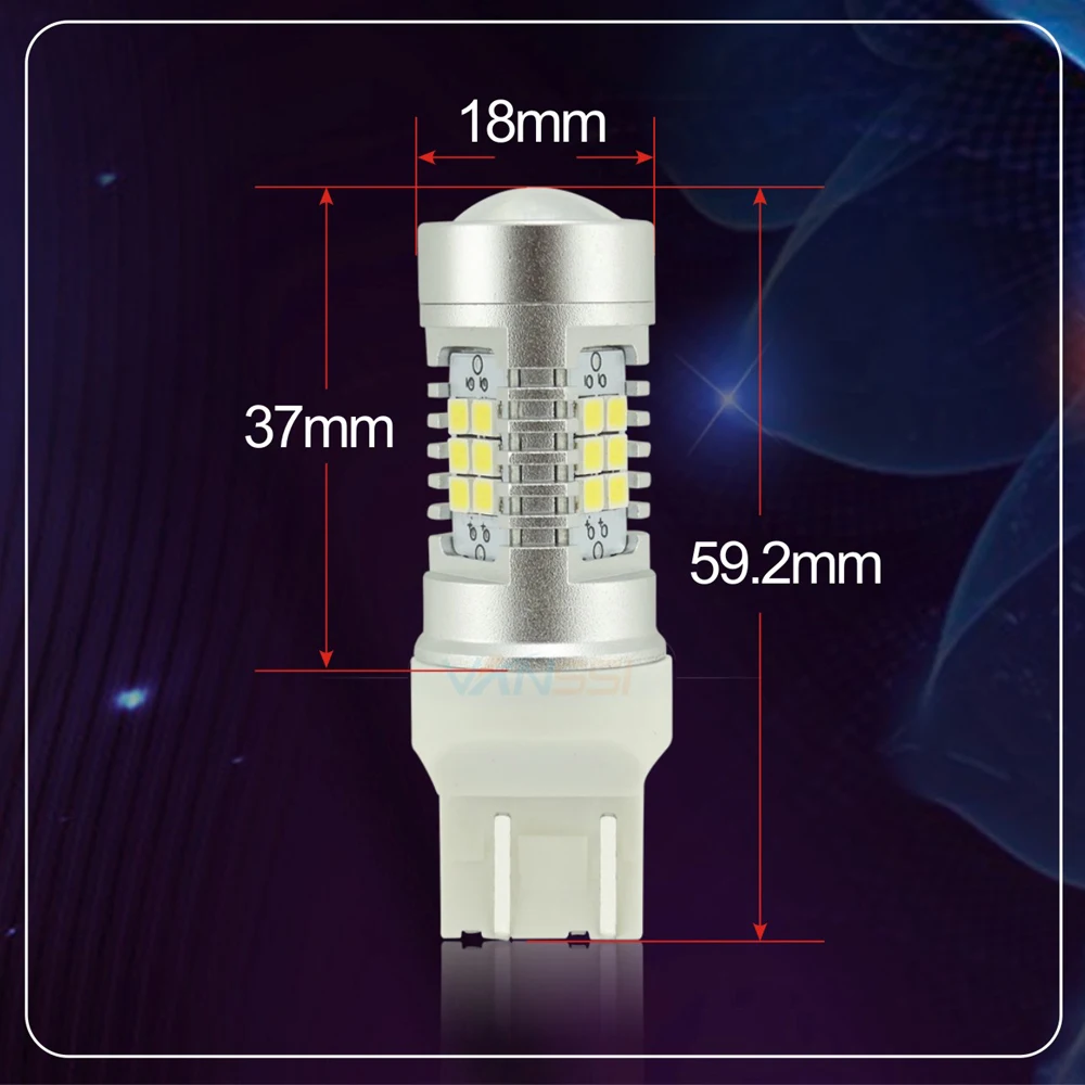 VANSSI 2 шт W21/5 W T20 7443 SRCK светодиодный светильник лампа 21SMD 2835EX размер лампы Супер яркий белый Янтарный Желтый