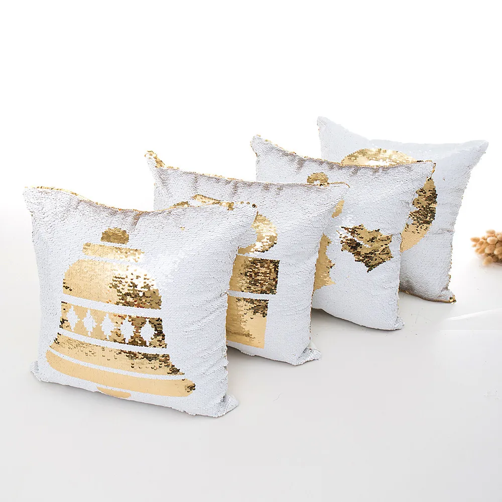 

2019 Merry Christmas Pillow Cases Gold Bronzing Pillow Cases Color Glitter Sequins Pillow Case Printing Pillow Case