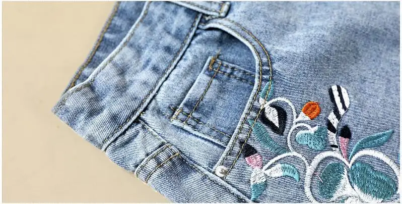 Винтажные джинсовые шорты с цветочной вышивкой, высокая талия, джинсовые шорты женские шорты для женщин, летние расклешеные шорты