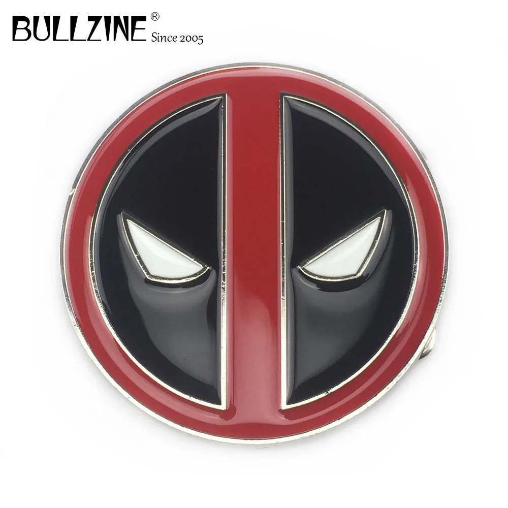 

The Bullzine Deadpool belt buckle with silver finish FP-03304-1 with continous stock suitable for 4cm width belt