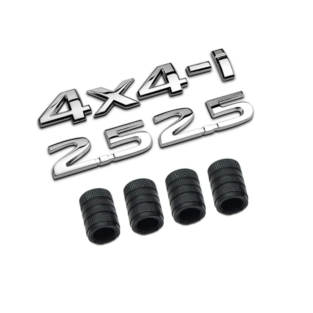 

Dsycar 3D Metal 2.5 4X4-i Logo Car Badge Emblem Sticker +4Pcs Knurled Style With Plastic Core Valve Caps for Universal Car Styli