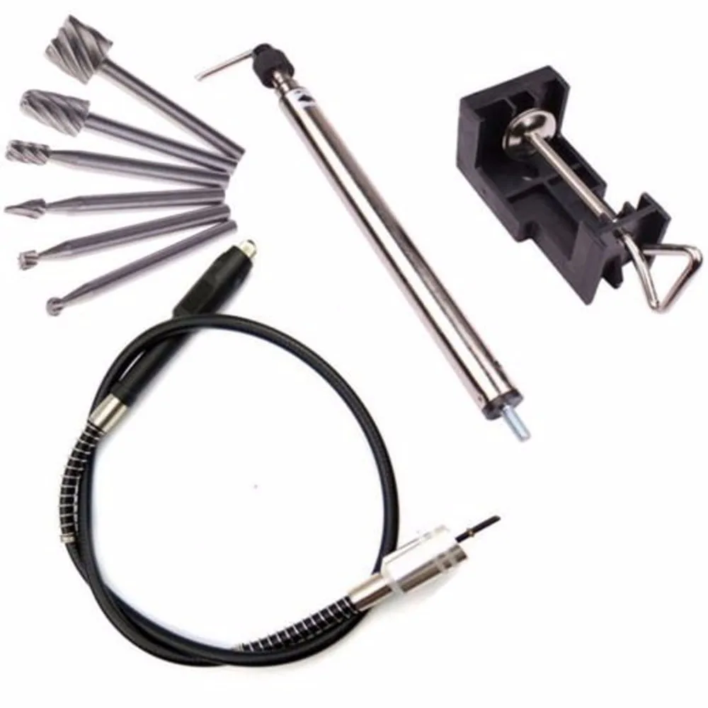 ZFE 6Pcs Hss Router Bit & Stand Holder Hanger & 42" Flexible Flex Shaft