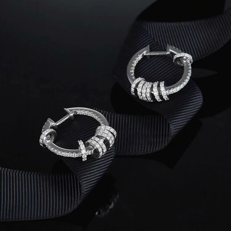 

2019 Women Punk Multi Circle Earrings Full Zircon Hoop Earring For Women Charm Jewelry Earrings ZK40