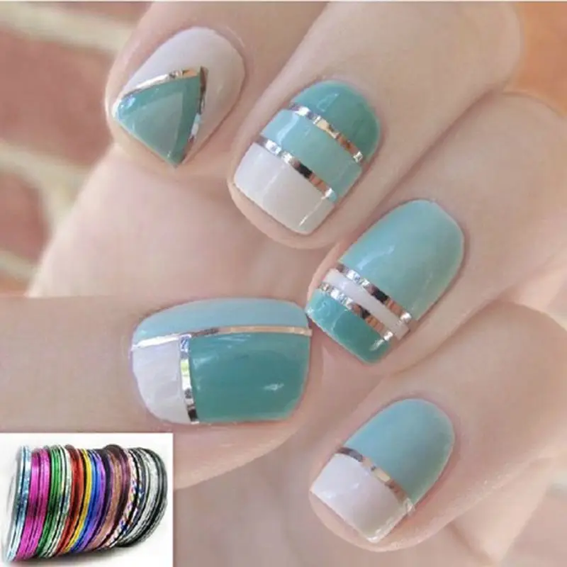 30 Rolls Nail Art Metallic Yarn Nails Line Nail Design Strips Tape ...