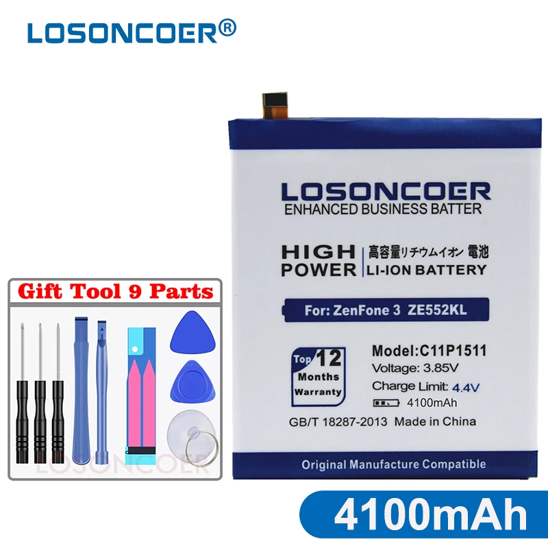 

LOSONCOER 4500mAh C11P1511 Battery For Asus ZenFone 3 ZenFone3 ze552kl z012da/e High Quality Battery~In Stock +Gift tools