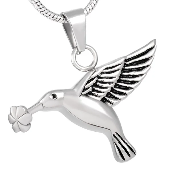 

IJD8283 Animal Urn Pendant Necklace for Ashes Stainless Steel Flower&Hummingbird Memorial Urn Keepsake Cremation Jewelry