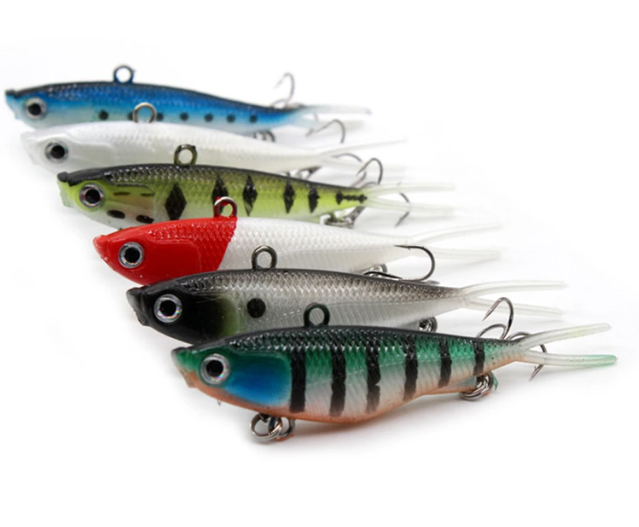  YINGTOUMAN 2PCS/LOT Split Tail Lead Soft Bait 9.5 cm/21 g Software VIB Road Bait Colorful Swimmingl