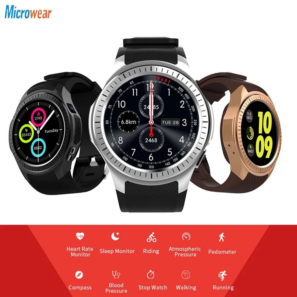 

Microwear L1 sports smart watch for Android ios MTK2503 heart rate 2G Wifi Bluetooth call 2.0MP Camera TF card For IOS Android