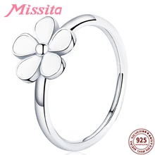 MISSITA 100% 925 Sterling Silver White Daisy Flower Finger Rings for Women Silver Jewelry Brand Crystal Ring Anniversary Gift цена MISSITA 100% 925 Sterling Silver White Daisy Flower Finger Rings for Women Silver Jewelry Brand Crystal Ring Anniversary Gift цены онлайн