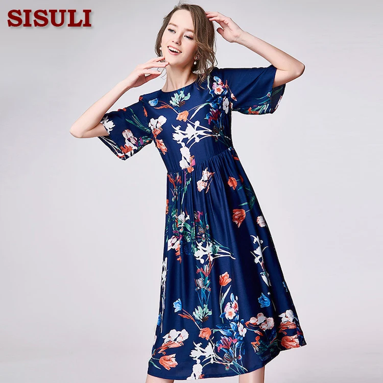 Women Silk Modal Dress 2822 100Pure Silk Women Floral Printed Silk