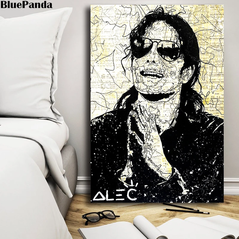 

Michael Jackson Figures Posters by Alec Monopolies White and Black Painting Living Room Print on Canvas Pictures Wall Art Decor