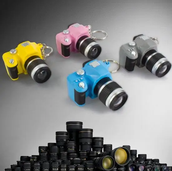 50pcs/lot Creative Mini Camera Keyring LED Flashlight Camera Keychain