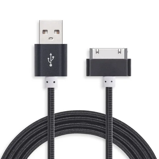 COOLSELL 1,5 м 30pin usb кабель для зарядки и передачи данных для iphone 4S ipad 2/3 красочные Алюминиевые плетеные провода высокого качества - Цвет: Black