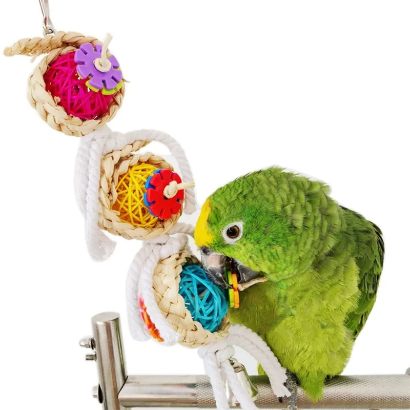 New Lovely Parrot Toys Pet Bird Bites Climb Chew Toys Hanging Cockatiel