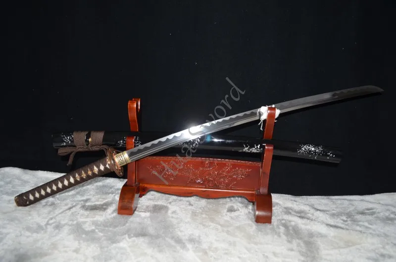 Высокое качество 1095 углеродистая сталь Хамон японский самурайский меч катана меч очень острый, с накладным монтажем режет бамбуковую трость дерево