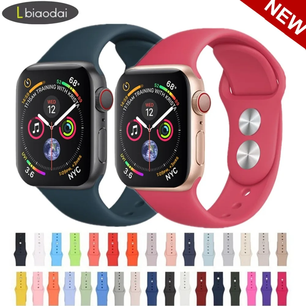 

Silicone strap For Apple watch band 42mm/44mm 38mm/40mm iwatch band Sport Bracelet watchband belt for apple watch 4 3 2 1