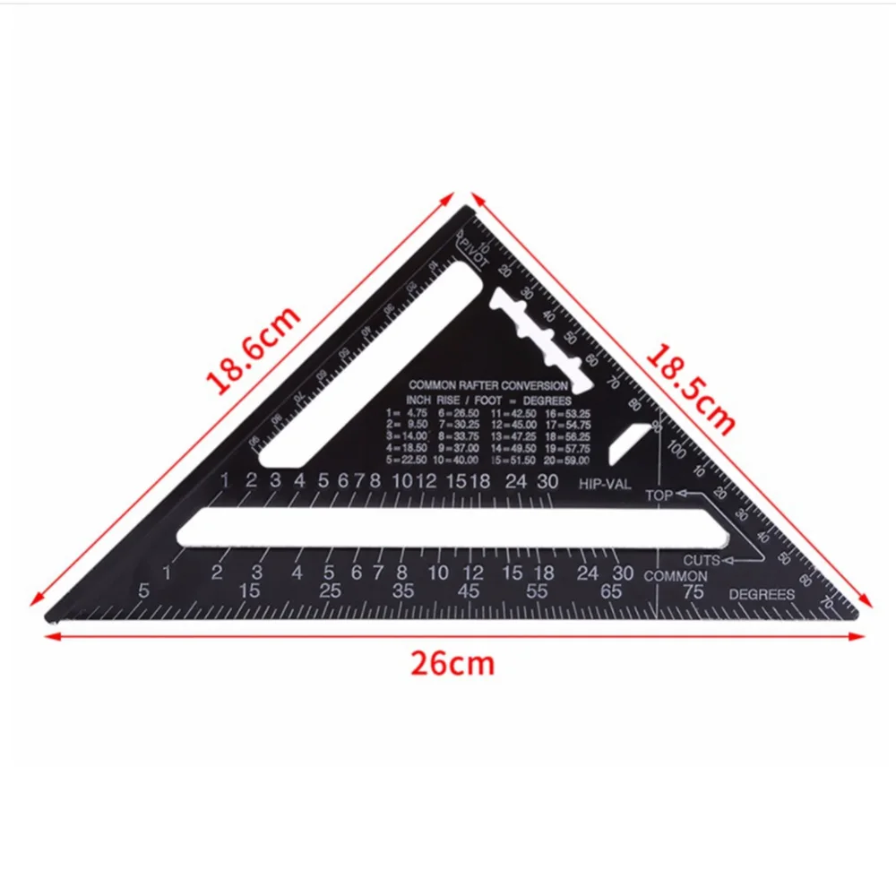 7 дюймов алюминиевый сплав метрический треугольник линейка комплект для деревообрабатывающих инструментов скорость квадратный Угол транспортир измерительные инструменты