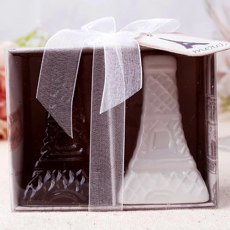 Новая свадьба вечеринка подарок Башня специй баночка керамическая белая черная 100 комплектов = 200 шт