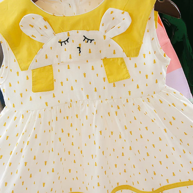 Платье для девочек летние платья для девочек Платья для вечеринок Детские Праздничная одежда принцессы, без рукавов, рисунок с милым медведем; платье-жилет; детская; богемный комплект, Roupa Infanil
