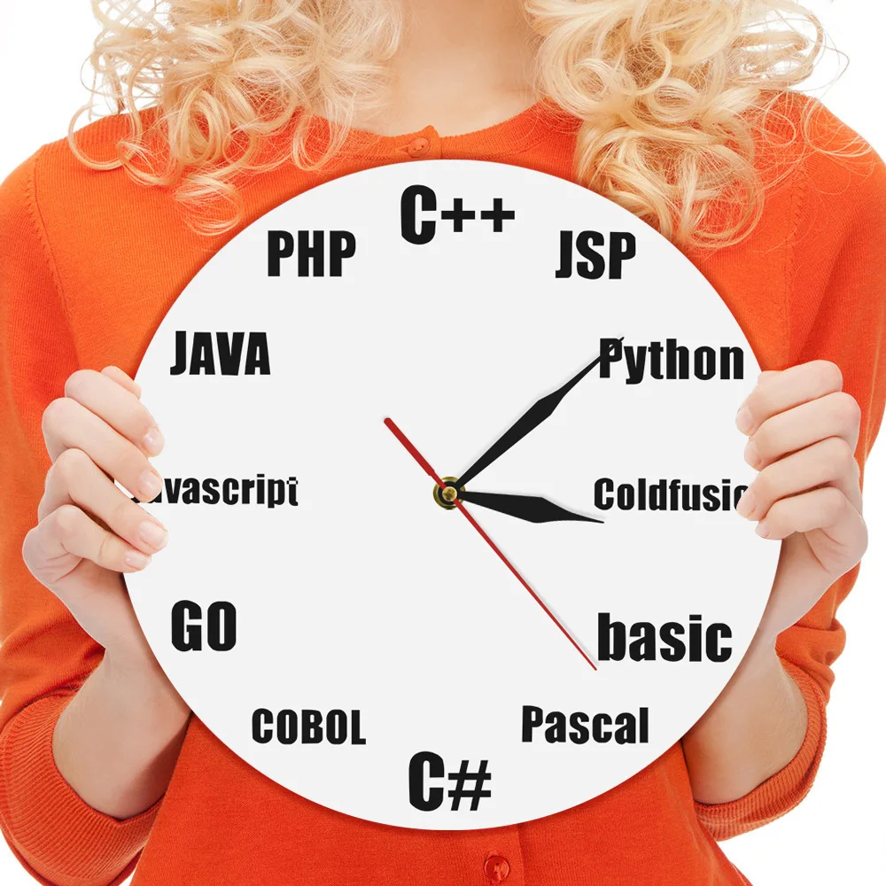 

1Piece Program Nerd Personalized Silhouette Wall Clock Program Language Iconic Wall Clock Gift For IT Office Worker Programer