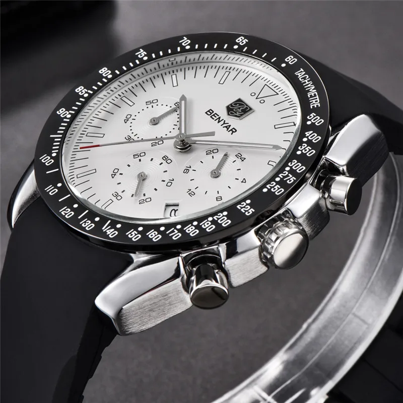 

BENYAR Men Watch Top Brand Luxury Male Silicone Strap Waterproof Sport Quartz Chronograph Military Wrist Watch Men Clock relogio