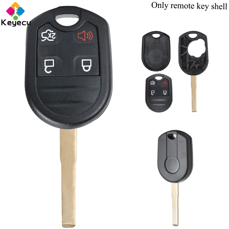 

KEYECU Replacement Keyless Entry Remote Head Key Shell Case Housing - 3 1/ 4 Buttons - FOB for Ford Fiesta FCC ID: OUC6000022