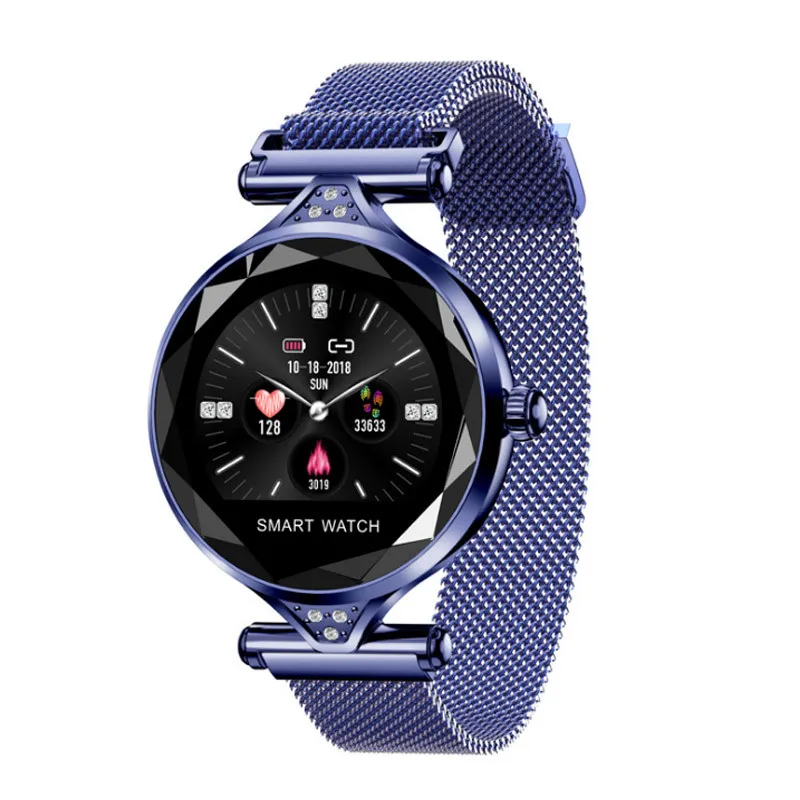 H1 smart watch Женщины сердечного ритма измерять кровяное давление фитнес-Шагомер женский физиологические цикл водонепроницаемый smartwatch умный Браслет - Цвет: Синий