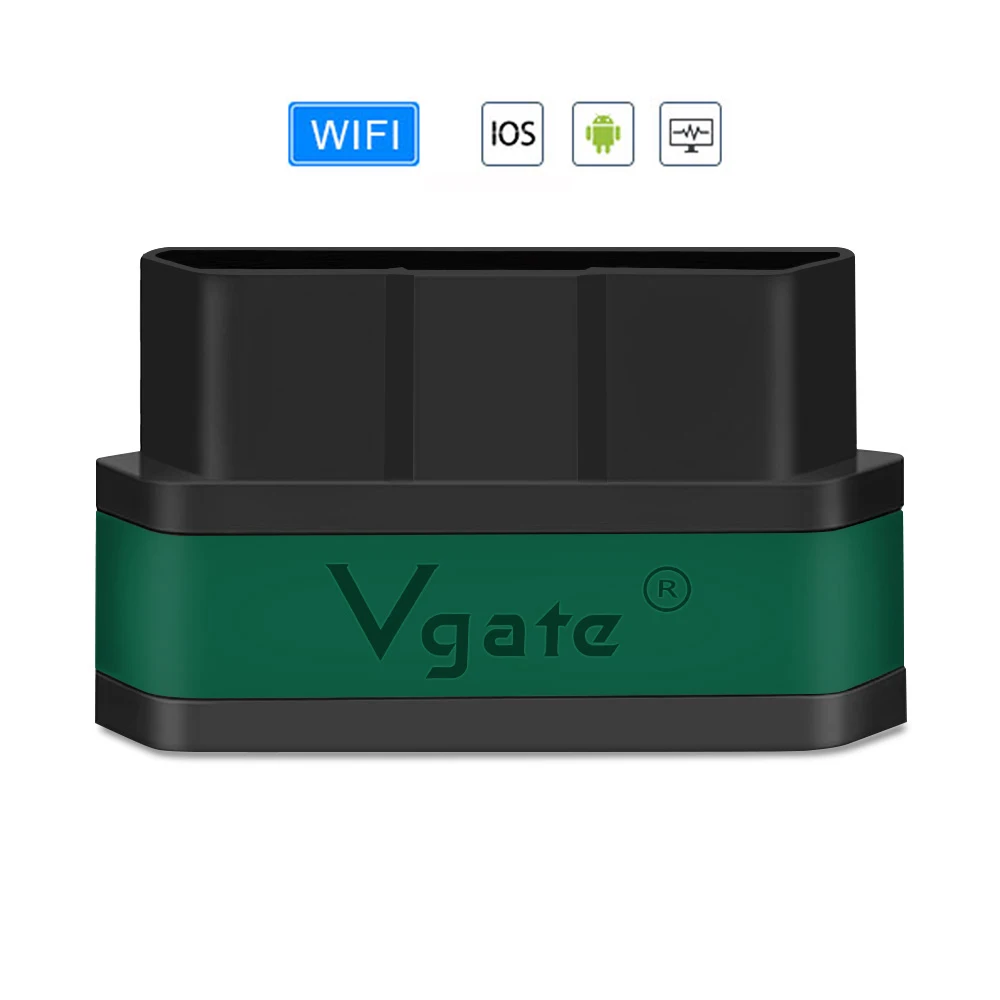 Vgate iCar2 ELM 327 v2.1 obd2 сканер wifi адаптер для диагностики автомобиля для IOS/android obd odb2 диагностический инструмент PK elm327 v1.5 - Цвет: WIFI-black green