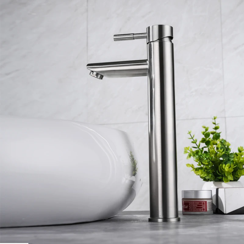 

IVRICH Heightened Basin Faucet Straight Tall Round Style Hot Cold Mixer For Above Deck Washbasin faucet mixer VR2002