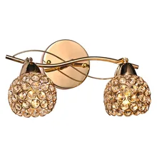 Современные хрустальные 2 головки Золотой изголовья для спален настенные лампы в коридор креативный балкон, коридор зеркало передние хрустальные настенные бра