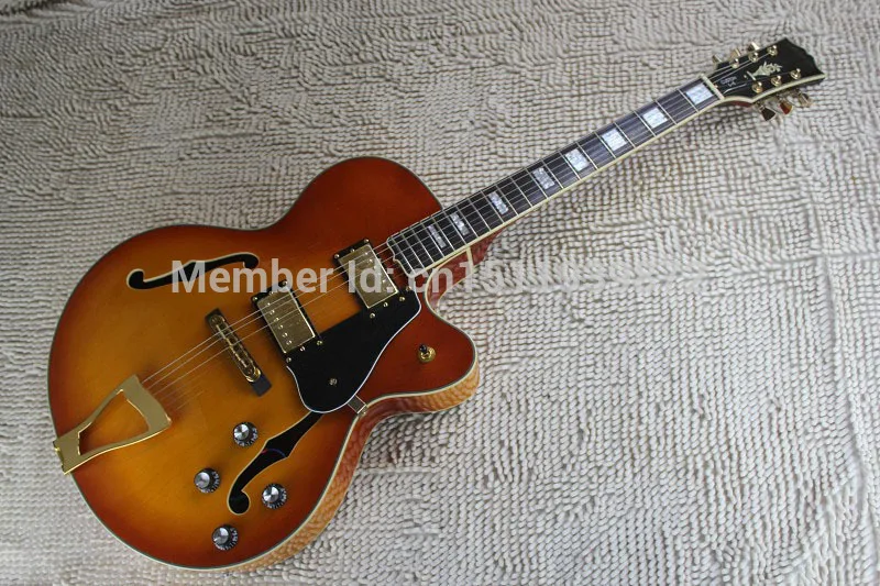 

New Arrival G Custom L5 Jazz Guitar CES Archtop Semi Hollow Electric Guitar Orange Color In Stock Free Shipping