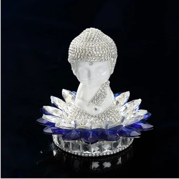 

New Crystal Handmade Buddhist Monks Buddha Lotus Figurine Charms Car Interior Ornaments Car Accessories Multi-color Safe Journey