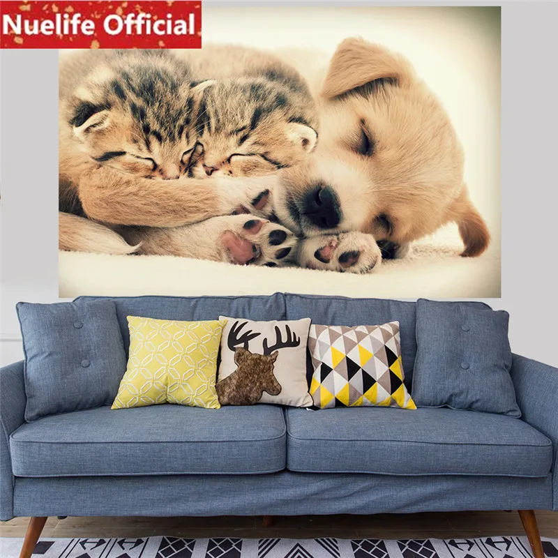 

176x58cmx2pcs cartoon cat and dog pattern wall sticker kids bedroom living room TV sofa background self-adhesive wall sticker