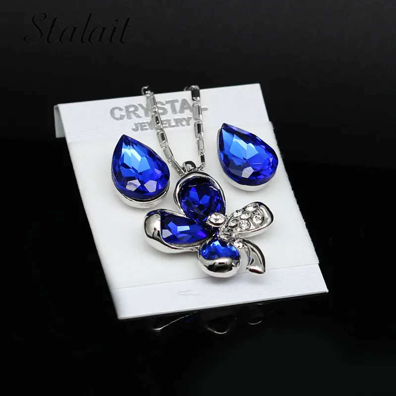 Four Leave Water Drop Stue Earring  (15)